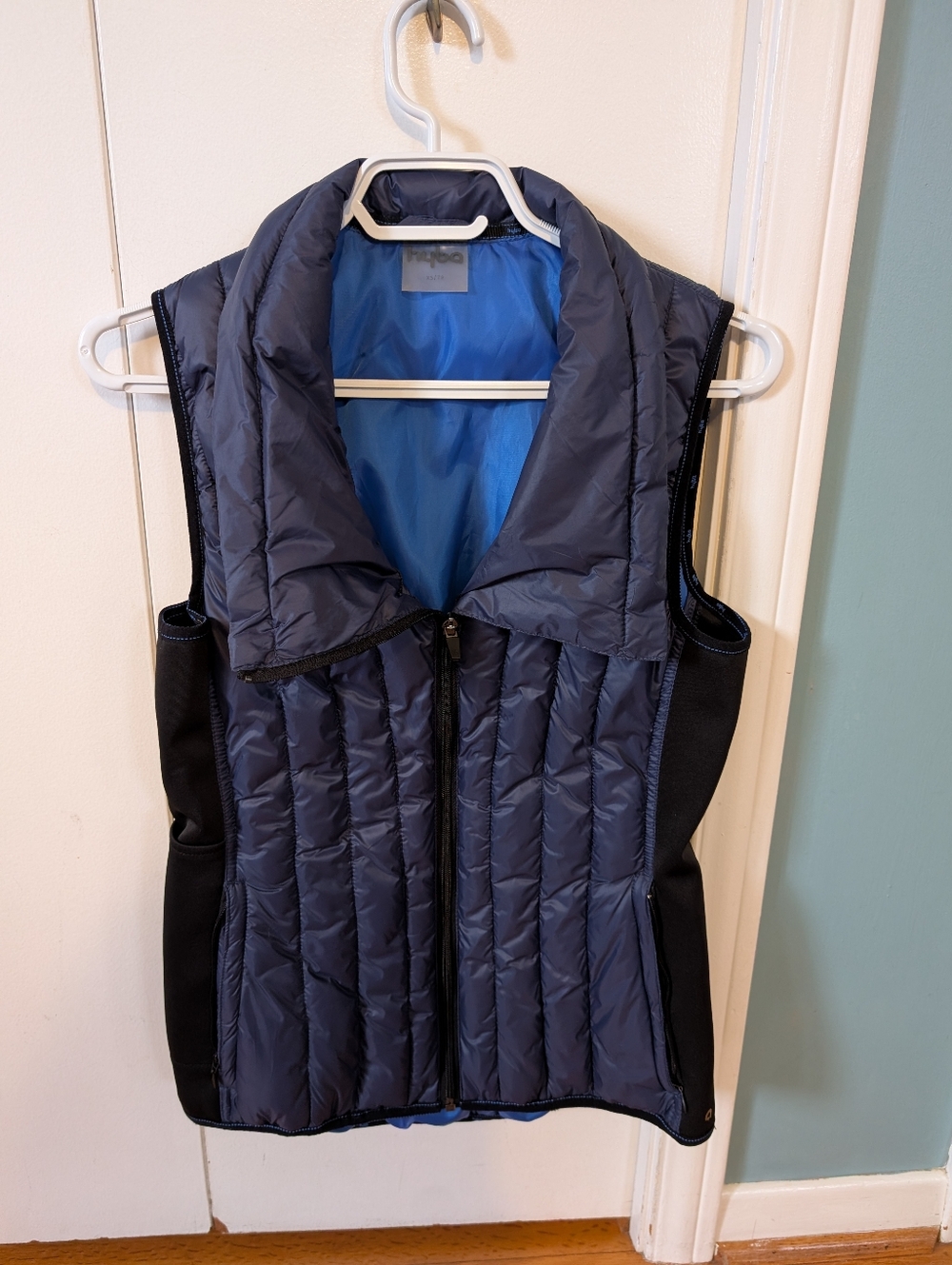 Hyba Navy Asymmetrical Zip Quilted Puffer Vest - XS